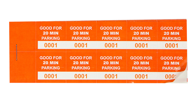 Orange 20 Min Parking Validation Stickers