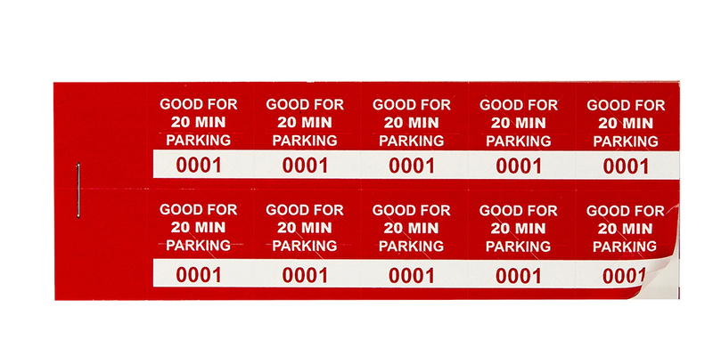 Red 20 Min Parking Validation Stickers