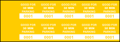 Yellow 30 Min Parking Validation Sticker