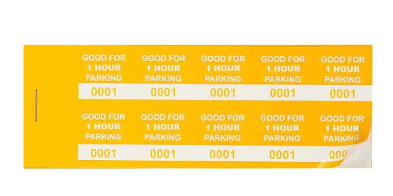 Yellow 60 Min Parking Validation Stickers