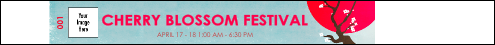 Simple, effective spring festival attendee organization. Sakura blossom themed wristband template with robin's egg blue and red color scheme. Customizable.